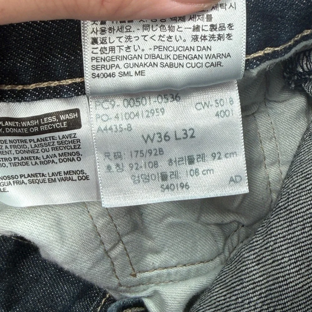 Levi's Jeans 501 Original Fit Straight Leg Button Fly Dark Wash Mens W36 L32
